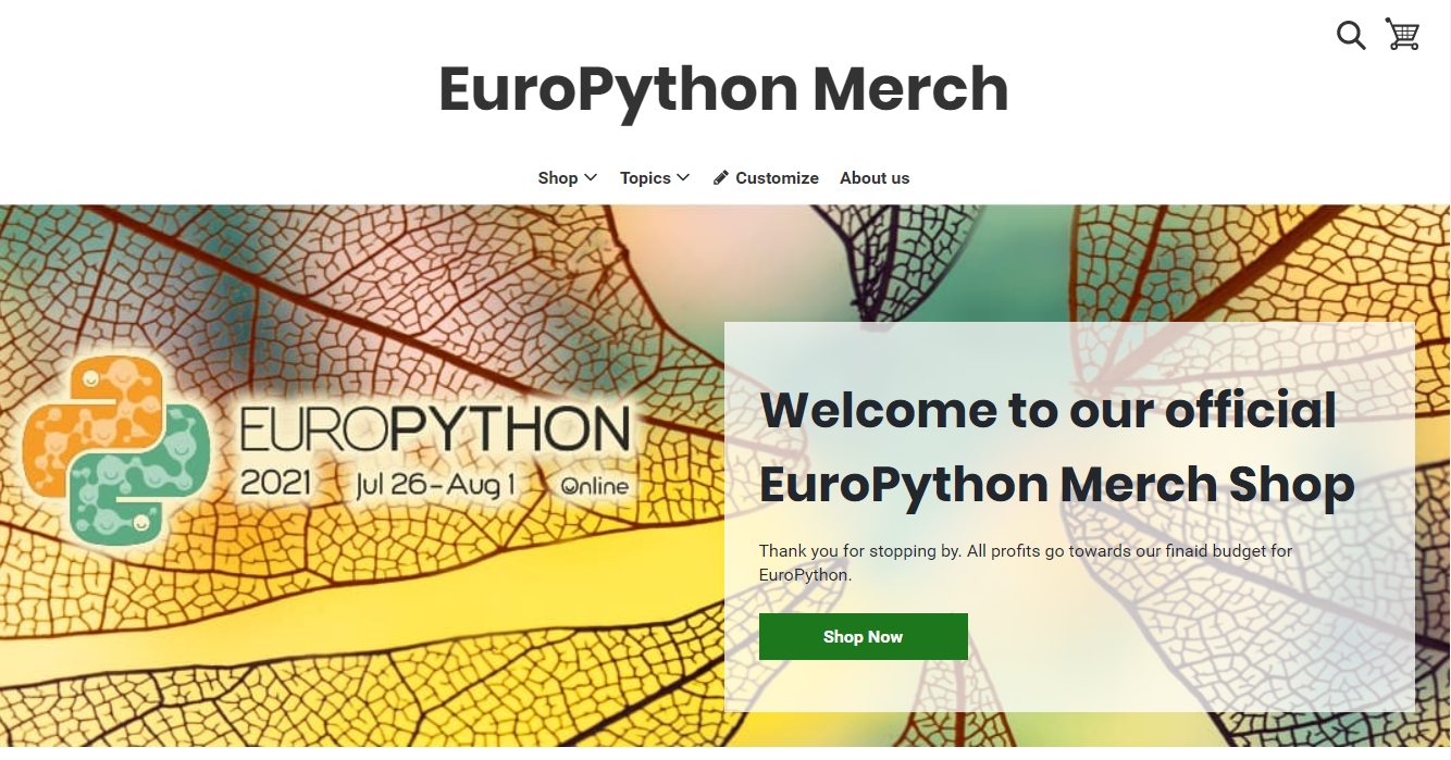 EuroPython 2021: Opening our Merchandise Shop